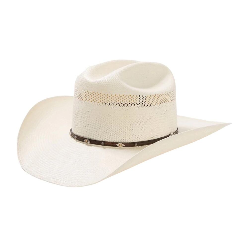 Stetson Lobo 10X Straw Cowboy Hat Natural Size 7 1/4 Cattleman Creased Used